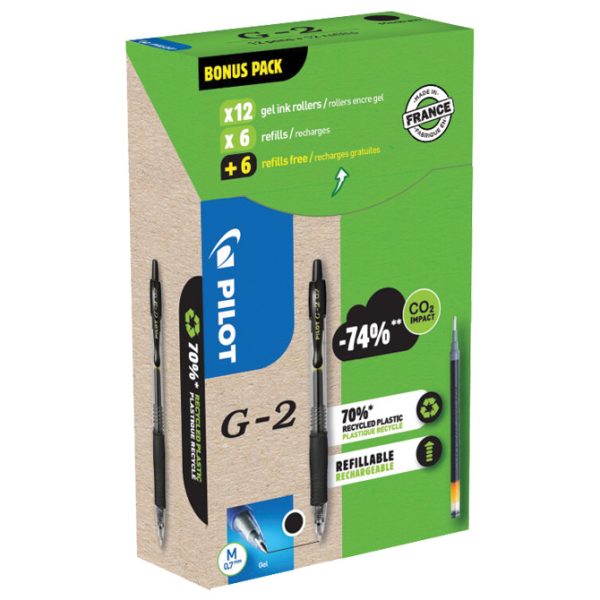 Set roler gel grip 0,7 mm G2 pk12 Pilot + refili pk12 gratis crni!!