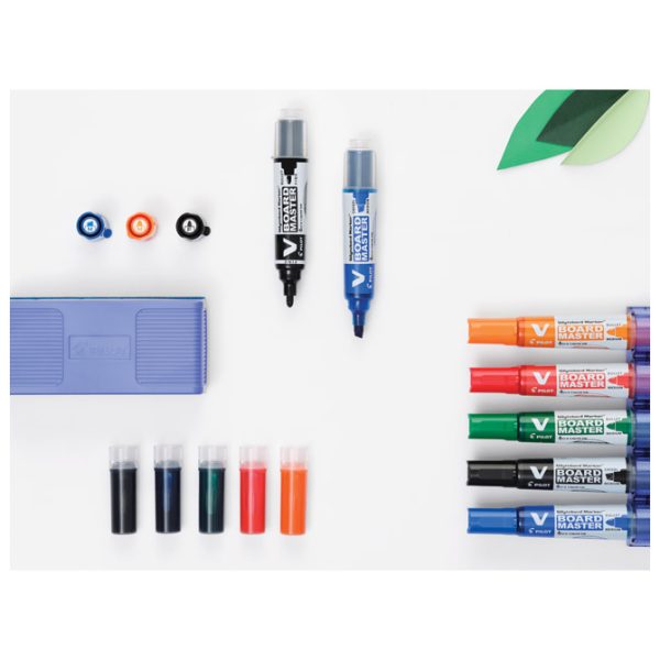 Set marker za bijelu ploču 2,3 mm V Board Master Begreen pk10 Pilot + refili (5+5 gratis) plavi - Slika 3