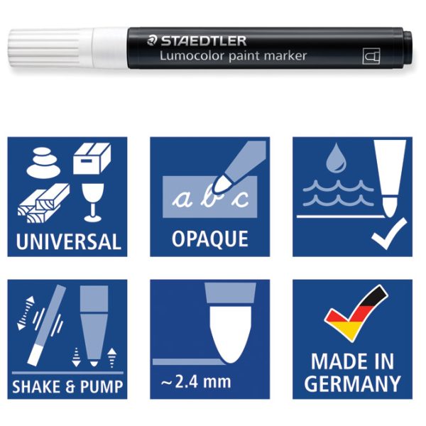 Marker akrilni 2,4 mm Lumocolor Staedtler 349-0 bijeli - Slika 3