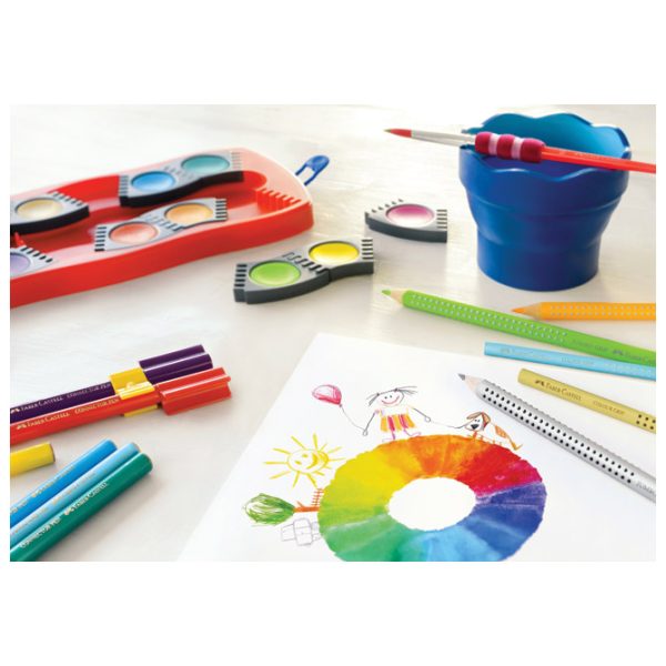 Boja vodena fi 24 mm 12boja+bijela tempera Connector Faber-Castell 125030 crvena kutija - Slika 6