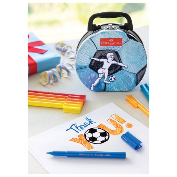 Flomaster školski  33boje u metalnoj kutiji Connector Soccer Faber-Castell 155538 - Slika 3