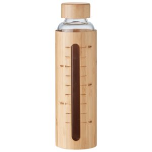 Boca za piće s mjernim oznakama staklena+bambus 600ml natur!!