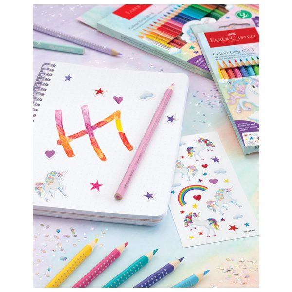 Boje drvene  10boja Grip 2001+3boje drvene Sparkle pastel Unicorn Faber Castell 201542 blister - Slika 2