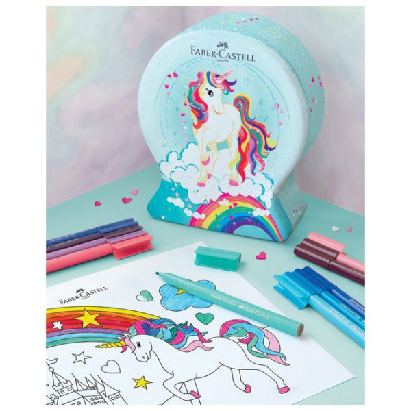 Flomaster školski  33boje u metalnoj kutiji Connector Unicorn Faber Castell 155544 - Slika 3