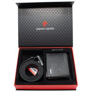 Set kožni muški Pierre Cardin crni