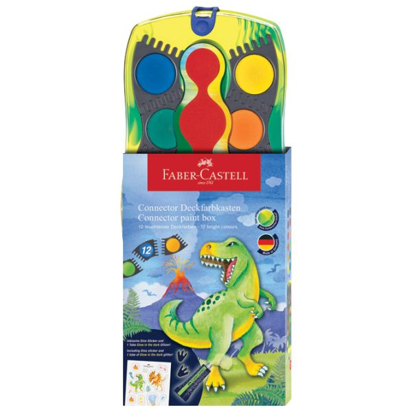 Boja vodena fi 24 mm 12boja+glitter glow Connector T-rex  Faber Castell 125013!!
