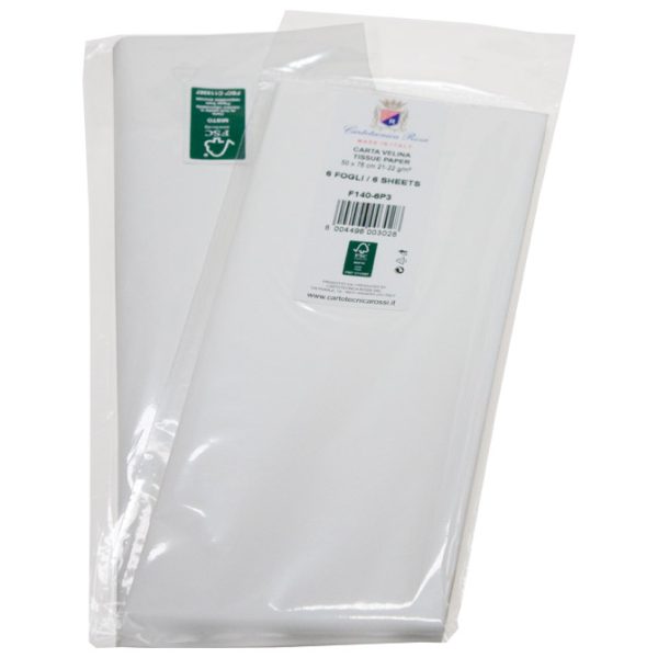 Papir ukrasni Tissue 50x76 cm pk6 Cartotecnica Rossi F140 bijeli blister