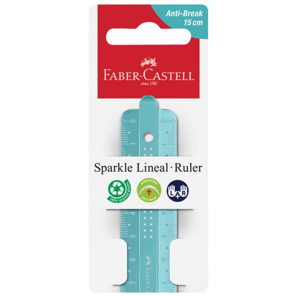 Ravnalo pvc 15 cm Sparkle Faber-Castell 172015 sort blister - Slika 2
