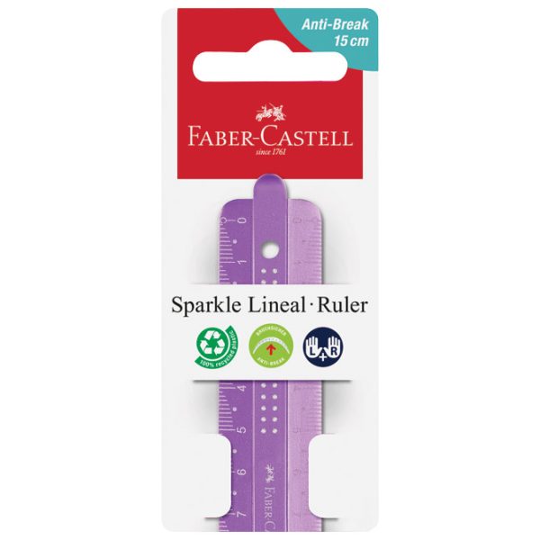 Ravnalo pvc 15 cm Sparkle Faber-Castell 172015 sort blister - Slika 3
