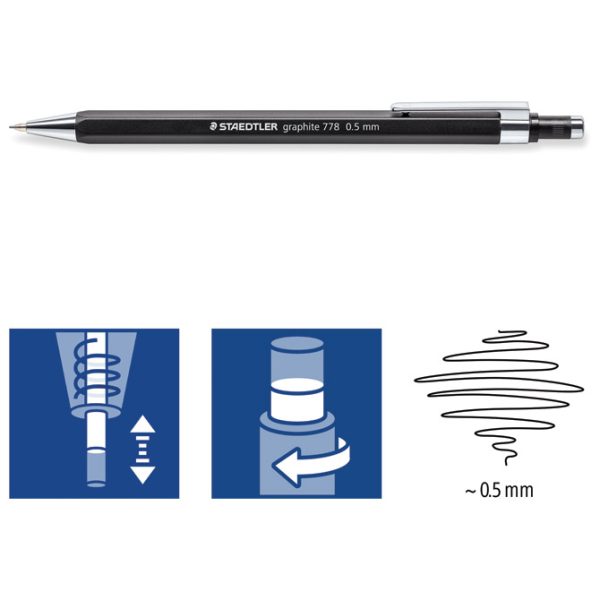 Olovka tehnička 0,5 mm Graphite Staedtler 778 05-9 crna - Slika 4