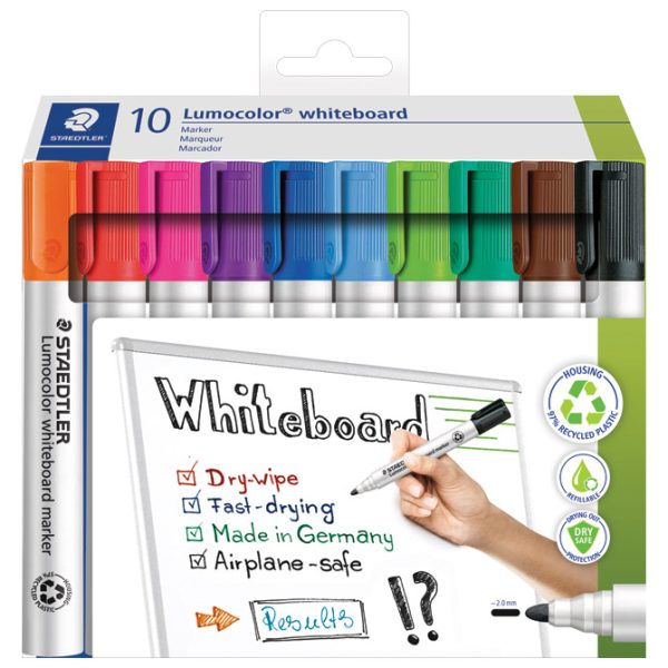 Marker za bijelu ploču 2 mm pk10 reciklirani Lumocolor Staedtler 351 C10 sort