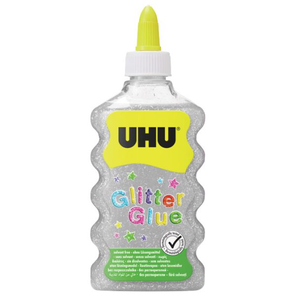 Ljepilo glitter glue 177ml UHU srebrno