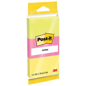 Blok samoljepljiv 38x51 mm 3x100L 3M.6812 neon sort blister