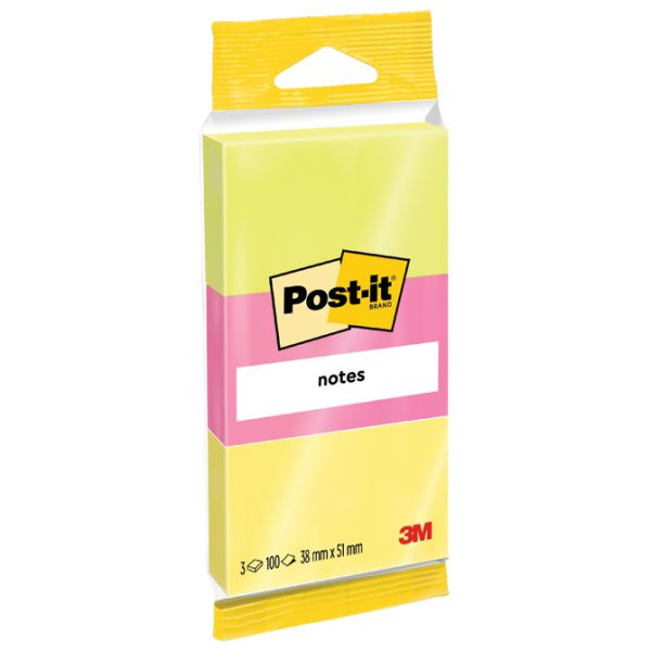 Blok samoljepljiv 38x51 mm 3x100L 3M.6812 neon sort blister