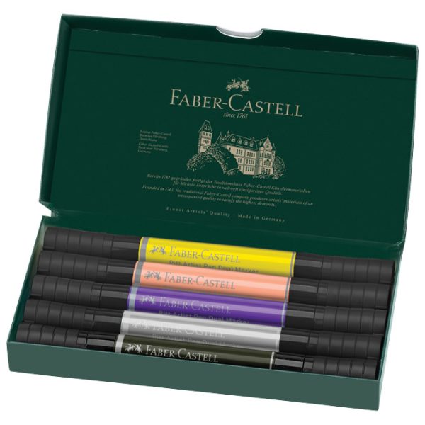 Marker obostrani Pitt artist 5boja Fashion india ink Faber Castell 162006 sortirano - Slika 2