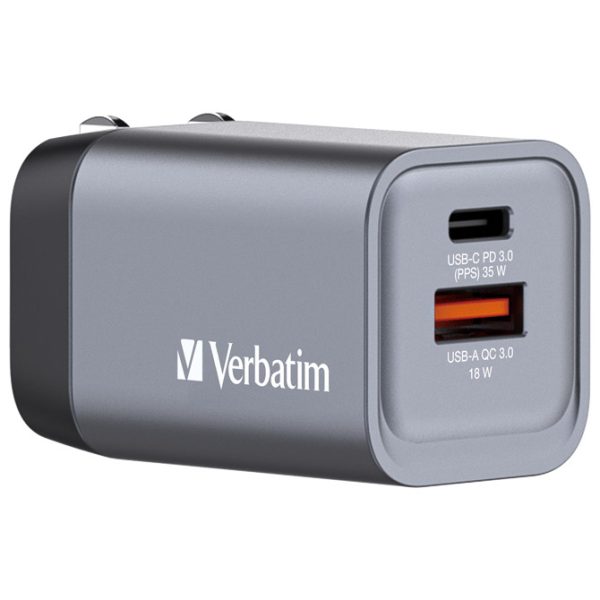 Punjač putni za mobitele i tablete GaN 1xUSB-C/PD 35W/1xUSB-A QC 3.0 (EU/UK/US) Verbatim 32200 - Slika 2