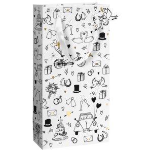 Vrećice ukrasne-2 boce 18x36x10,5 cm Weding Stewo 6472 70 bijelo crna blister