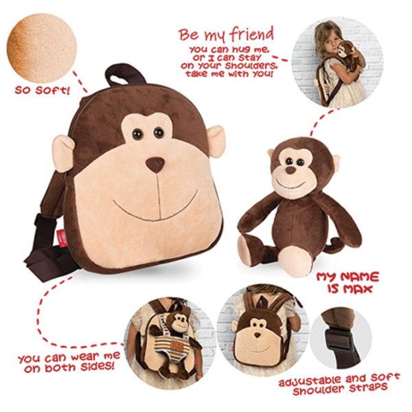 Ruksak mini obostrani s odvojivim plišancem Max Monkey Perletti 13031 - Slika 3