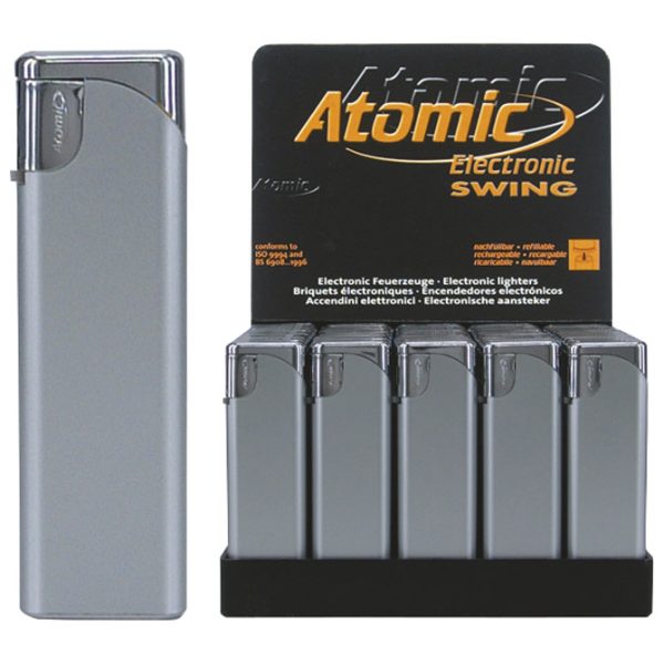 Upaljač elektronski sjajni Atomic Swing srebrni - Slika 2