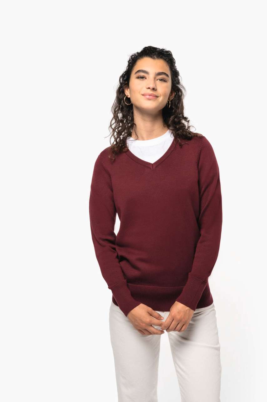 LADIES' V-NECK JUMPER
