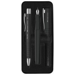 Garnitura olovka kemijska+nalivpero Poly u met.kut. Faber Castell 241050 crna
