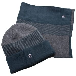 Set poklon muški kapa i šal Pierre Cardin 2VB01 plavo-sivi