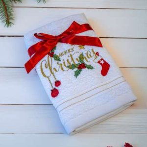 OLIMA CHRISTMAS TOWEL - MERRY CHRISTMAS ORNAMENTS