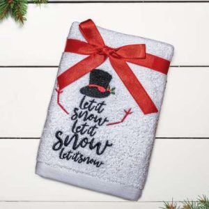 OLIMA CHRISTMAS TOWEL - LET IT SNOW SNOWMAN