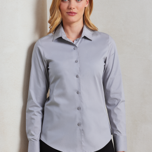 WOMEN'S STRETCH-FIT COTTON POPLIN LONG SLEEVE SHIRT