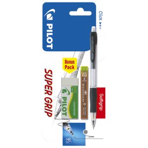 Olovka tehnička 0,5 mm Super grip+gumica+mina Pilot sortirano blister!!