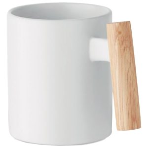 Šalica keramička 320ml Crenate sa drvenom drškom