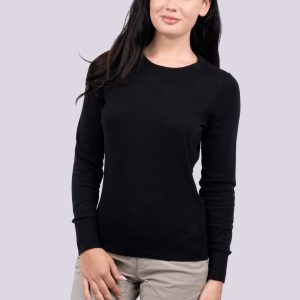 WOMEN’S CREW NECK FINE GAUGE COTTON PULLOVER