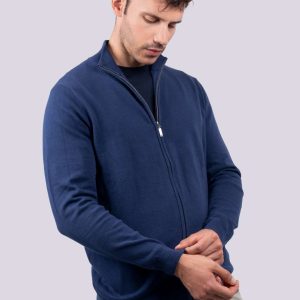 MEN’S FULL ZIP CARDIGAN FINE GAUGE COTTON