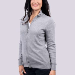 WOMEN’S FULL ZIP CARDIGAN FINE GAUGE COTTON