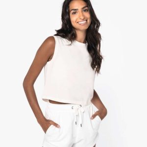 ECO-FRIENDLY LADIES’ SLEEVELESS CROP T-SHIRT